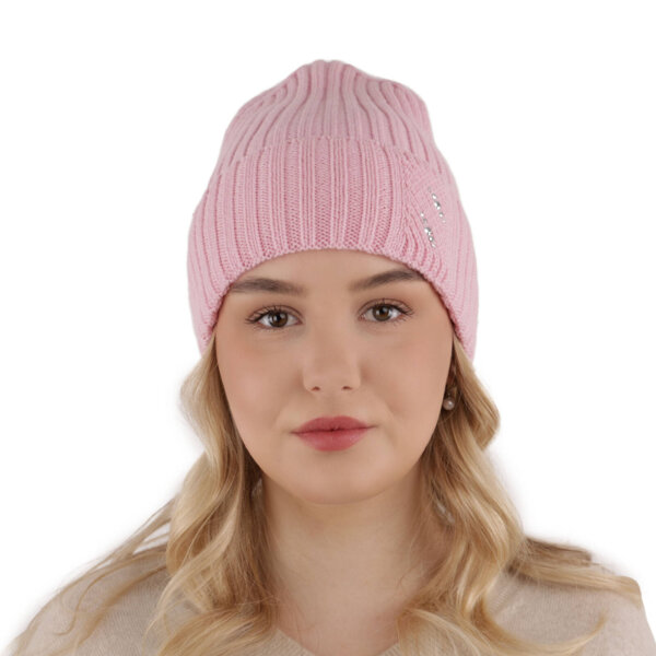 Wintermütze Damen 100% extrafeine Merinowolle Rosa Ariga