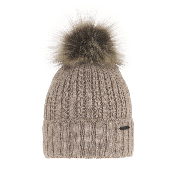 Wintermütze Damen mit Bommel Beige Karizma