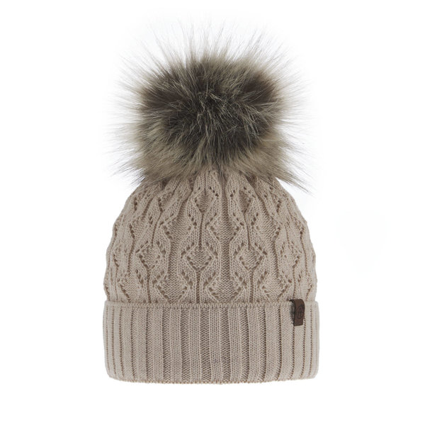 Wintermütze Damen mit Bommel Beige Katty