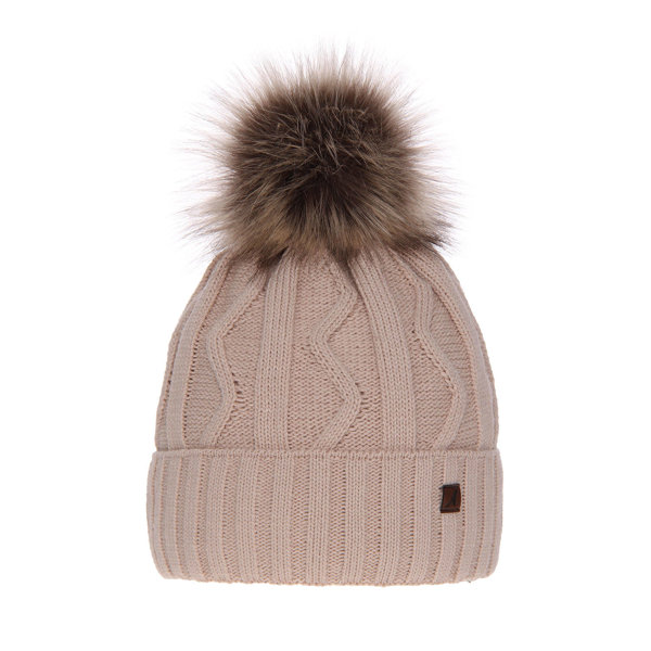 Wintermütze Damen mit Bommel Beige Renika