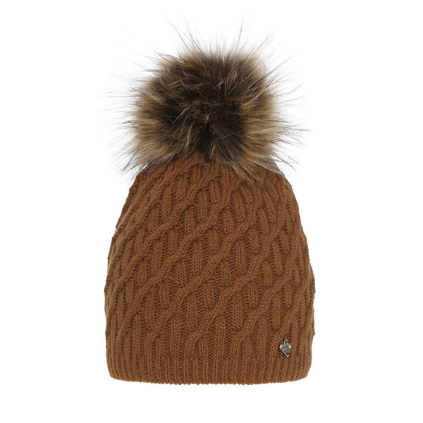 Wintermütze Damen mit Bommel Camel Kaskada