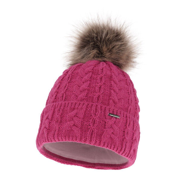 Wintermütze Damen mit Bommel Rosa Omega