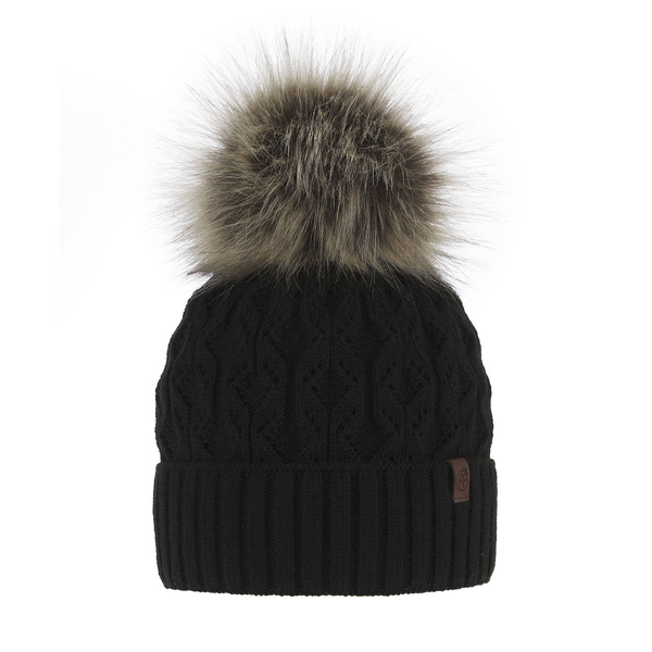 Wintermütze Damen mit Bommel Schwarz Katty