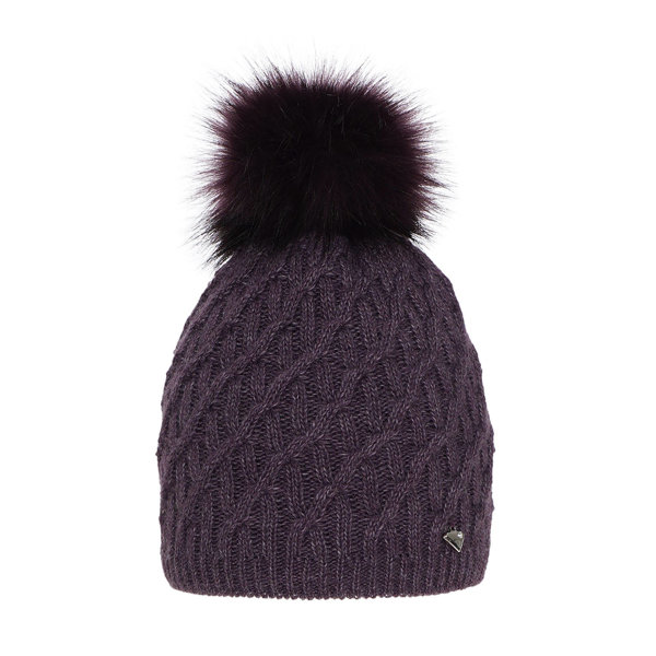 Wintermütze Damen mit Bommel Violett Kaskada