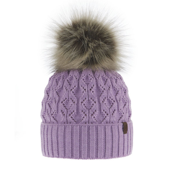 Wintermütze Damen mit Bommel Violett Katty