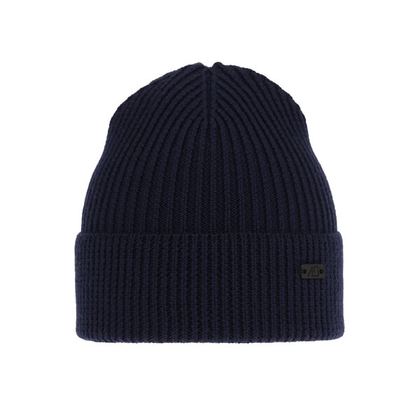 Wintermütze Herren 100% extrafeine Merinowolle Navy Blau Owen