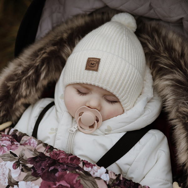 Wintermütze Jungen 100% extrafeine Merinowolle, gefüttert mit Wollfleece Cremefarben Tofik