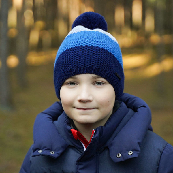 Wintermütze Jungen mit Bommel Navy Blau Rodeo