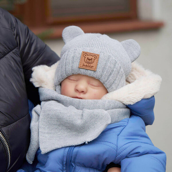 Winterset Jungen: Mütze und Schal Grau Petit