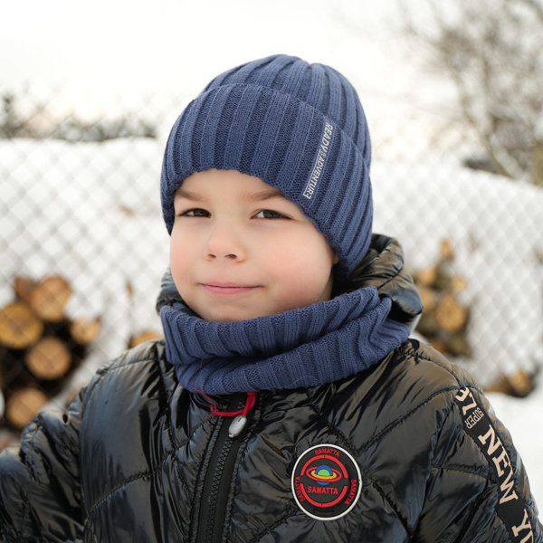 Winterset Jungen: Mütze und Schlauchschal Blau Livido