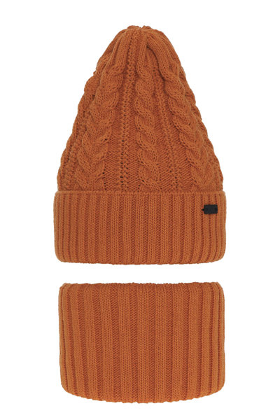 Winterset Jungen: Mütze und Schlauchschal Orange Colins