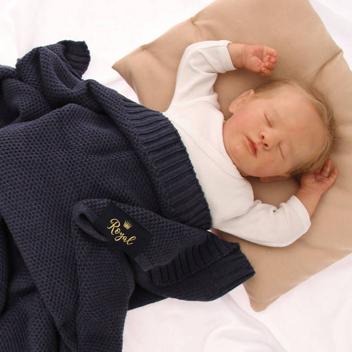 Baby und Kinder Decke aus 50% Bambus-Fasern, 50% Bamwolle Navy Blau Bing