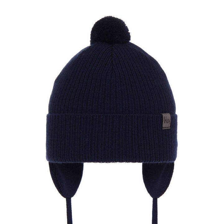 Herbst und Frühlingsmütze für Jungen mit Bommel Navy Blau Axel