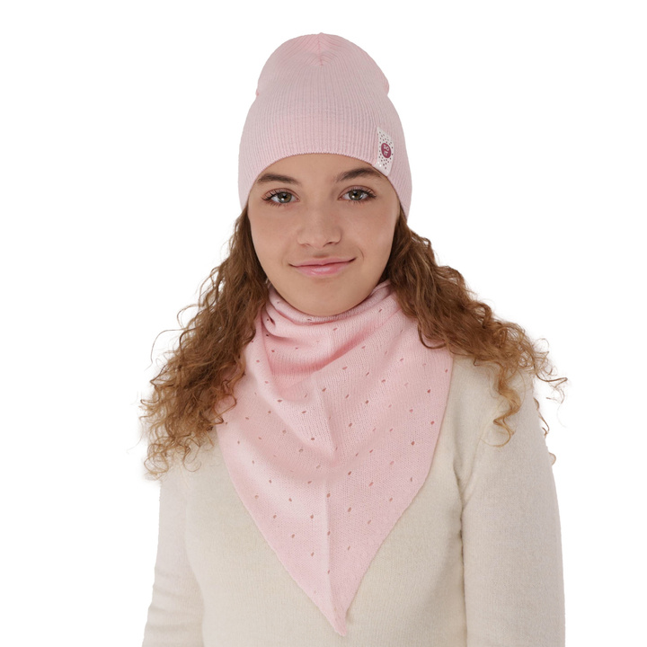 Herbst und Frühlingsset Mädchen: Mütze und Umschlagtuch Rosa Blanche