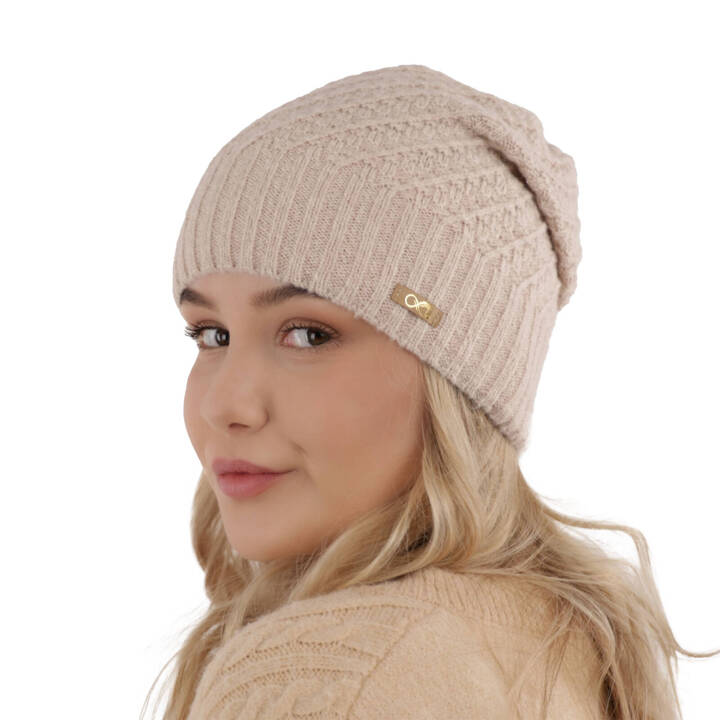 Wintermütze Damen aus Merinowolle in Beige Misha