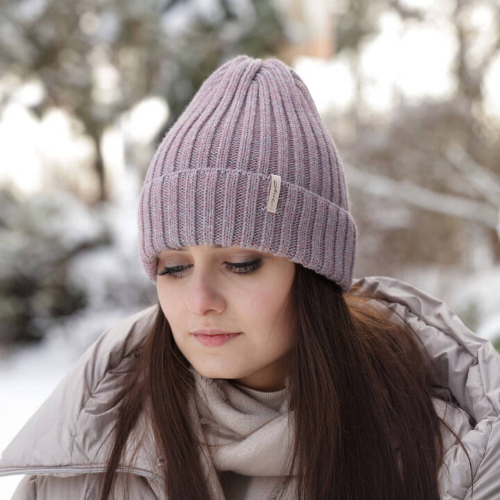 Wintermütze Damen aus Merinowolle in Rosa Missi