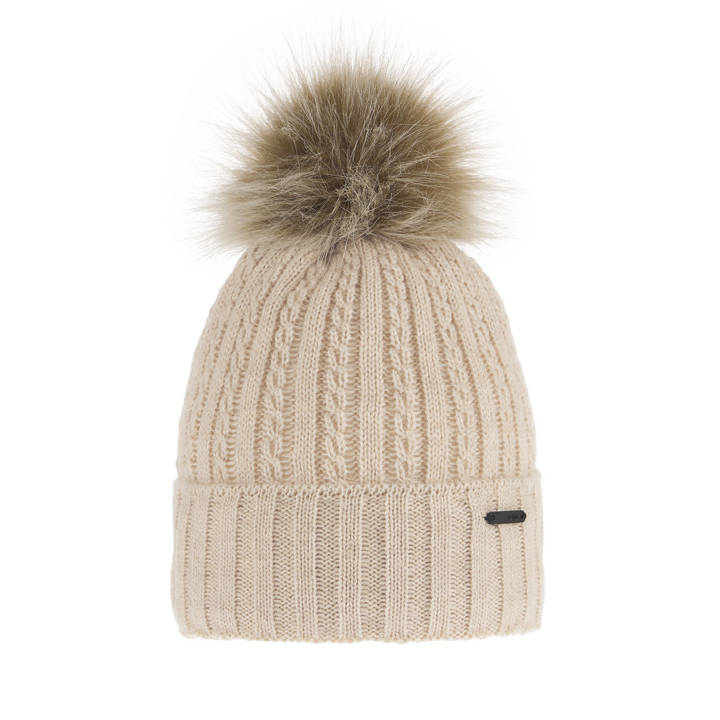 Wintermütze Damen mit Bommel Beige Karizma