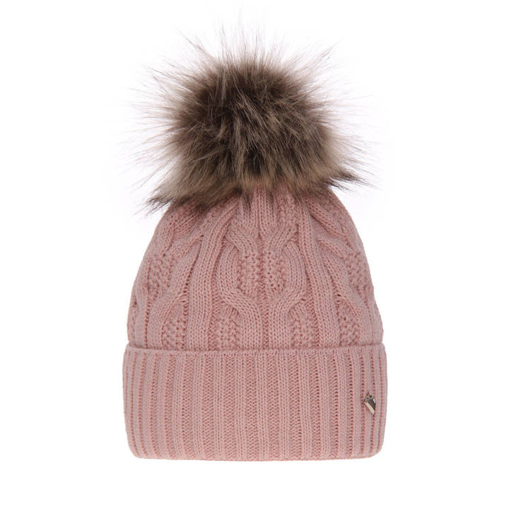 Wintermütze Damen mit Bommel Rosa Laona