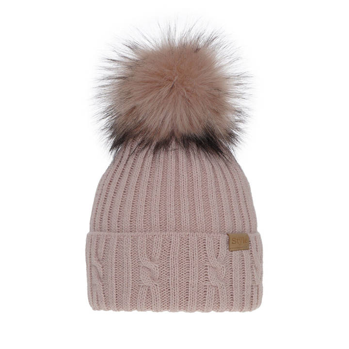 Wintermütze Damen mit Bommel Rosa Lawina