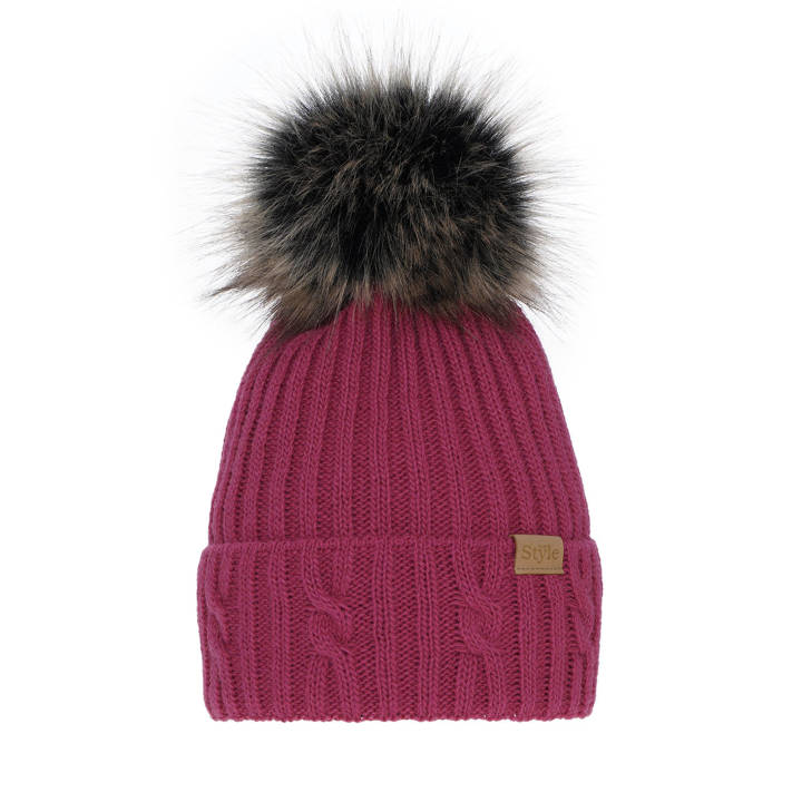 Wintermütze Damen mit Bommel Rosa Lawina