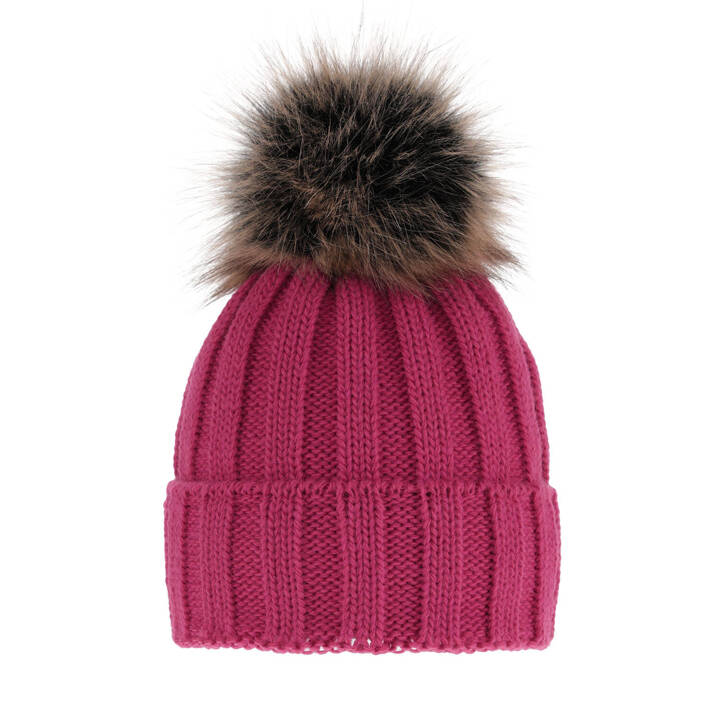 Wintermütze Damen mit Bommel Rosa Mokka