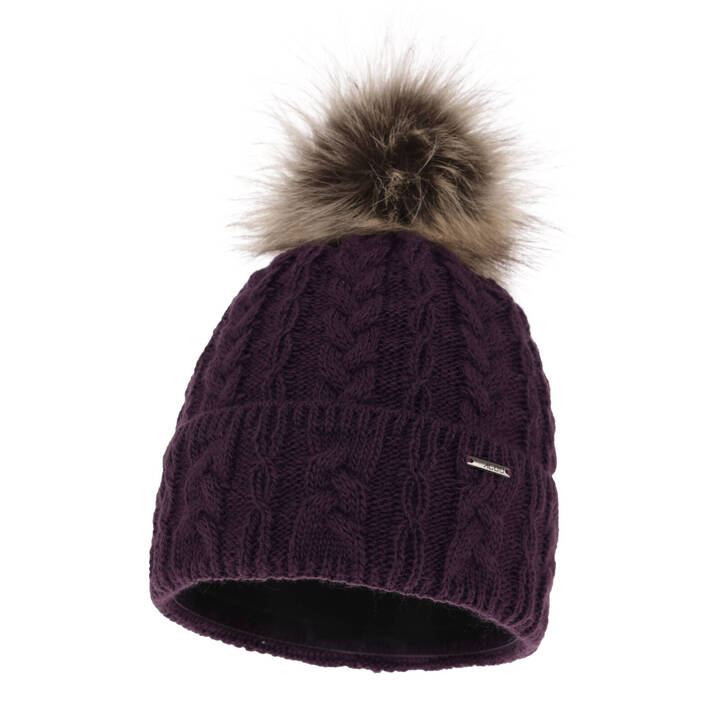 Wintermütze Damen mit Bommel Violett Omega