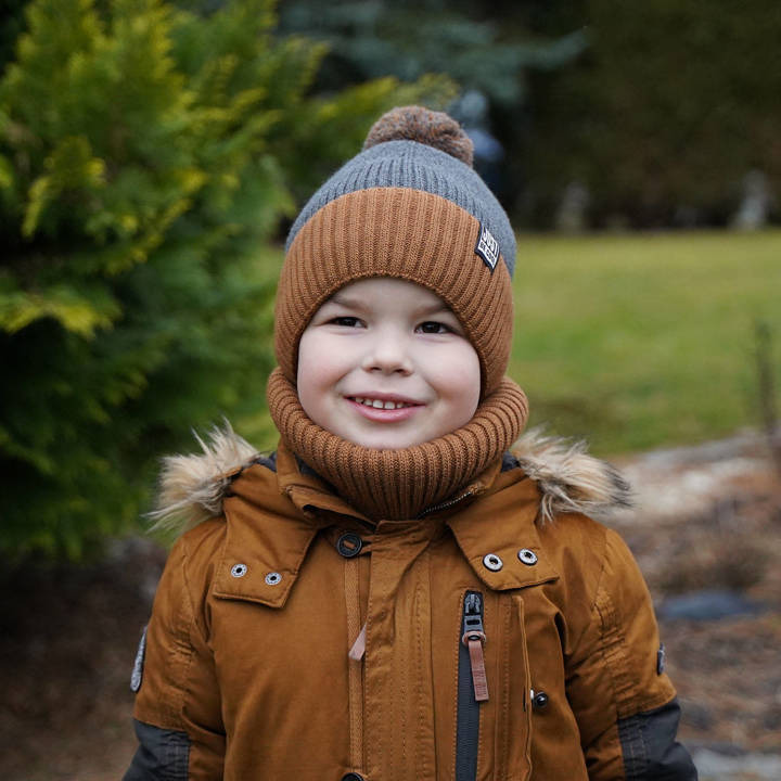 Winterset Jungen: Mütze und Schlauchschal Camel Arlekin