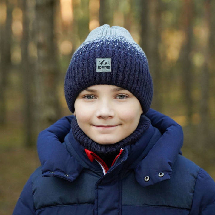 Winterset Jungen: Mütze und Schlauchschal Navy Blau Ralph