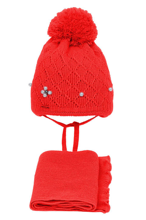 Winterset Mädchen: Mütze und Schal gefüllt mit weicher Watte Rot Tosia