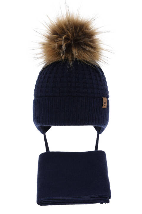 Winterset für Jungen: Mütze und Schal in Navy Blau Salem