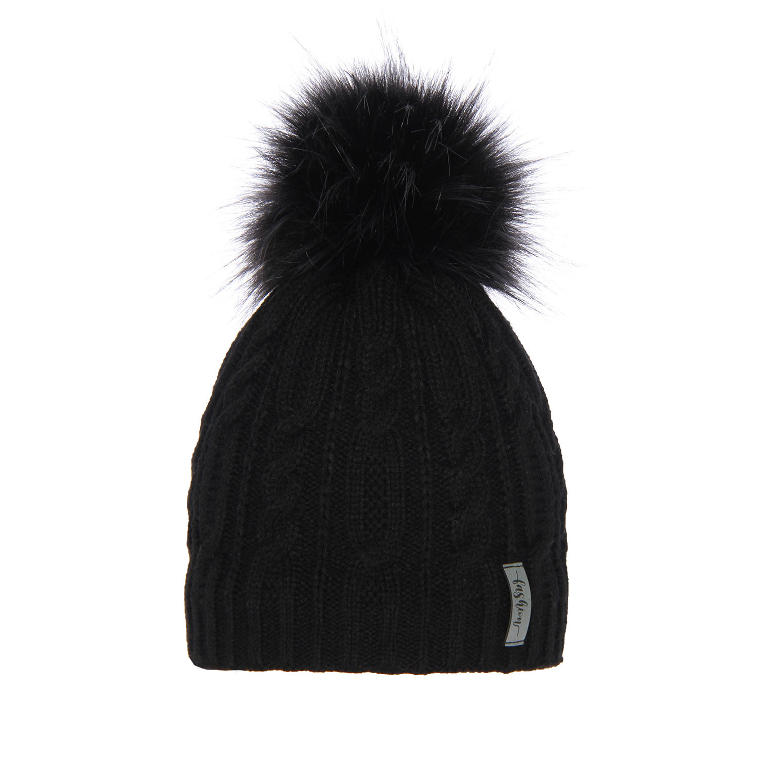 Wintermütze Damen mit Bommel Schwarz Mirka
