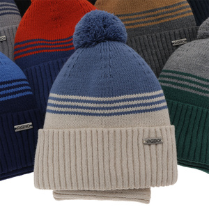 Winterset für Jungen: Mütze und Schlauchschal mit Bommel in Navy Blau Pallas
