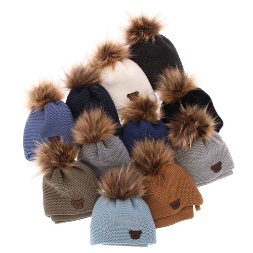 Winterset Jungen: Mütze und Schal mit Bommel Schwarz Banksi