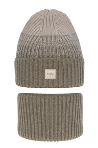 Winterset Mädchen: Mütze und Schlauchschal Beige Tasha