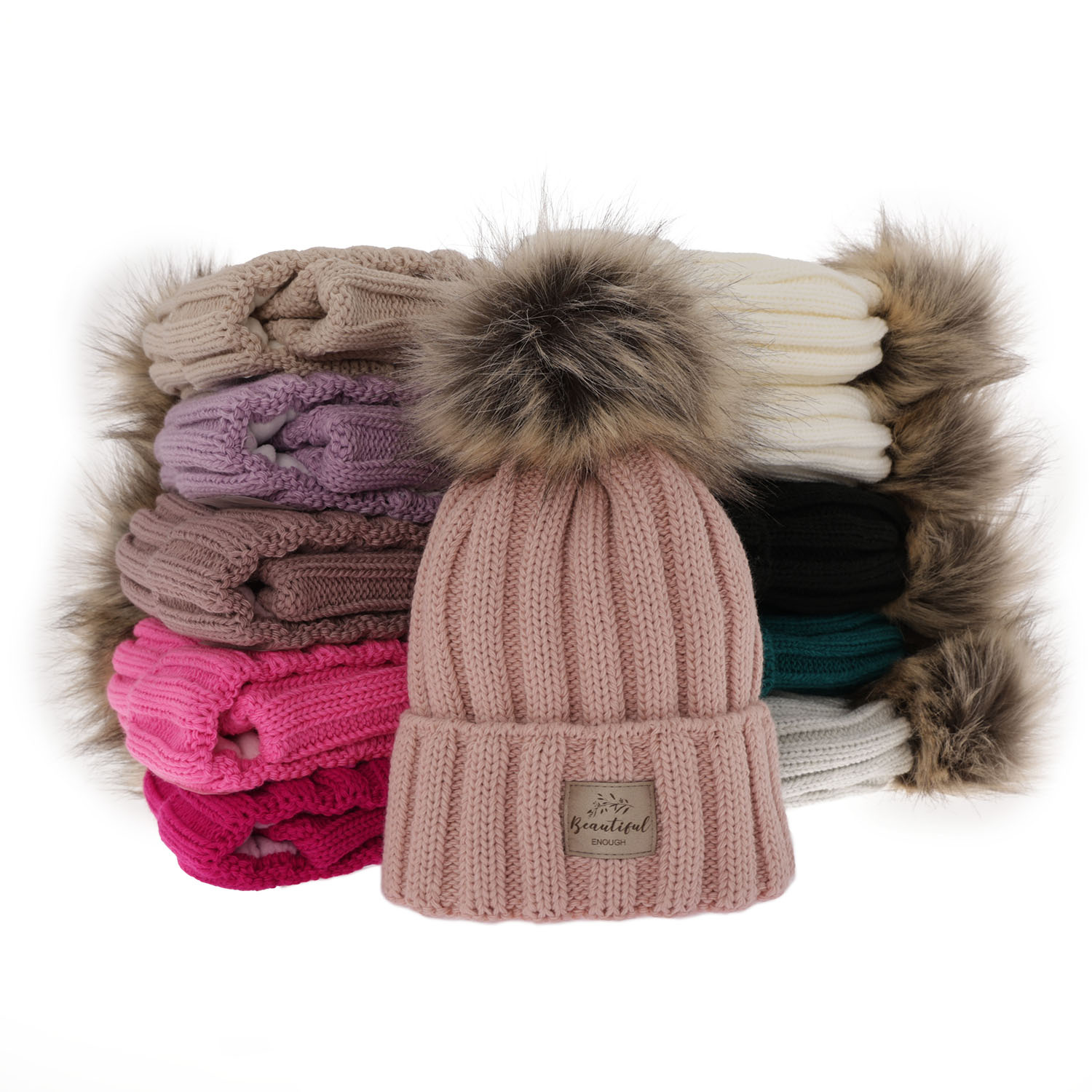 Winterset Mädchen: Mütze und Schlauchschal mit Bommel Grau Kaliope