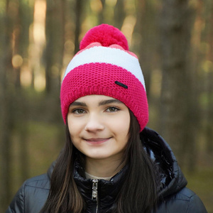 Wintermütze für Mädchen mit Bommel Blau Naruto