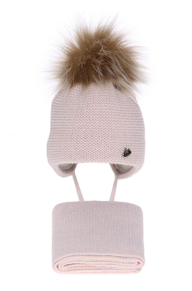 Winterset Mädchen: Mütze und Schal mit Bommel Rosa Aimi