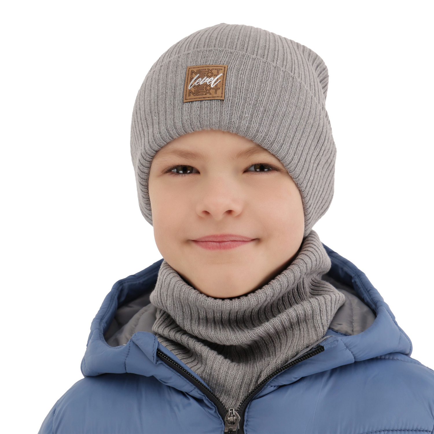 Herbst und Frühlingsset Jungen: Mütze und Schlauchschal, mit Baumwolle, Orange Fenix