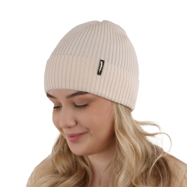 Wintermütze Damen 100% extrafeine Merinowolle Beige Megan
