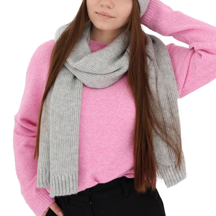 Schlauchschal Damen Merinowolle Grau Loretta