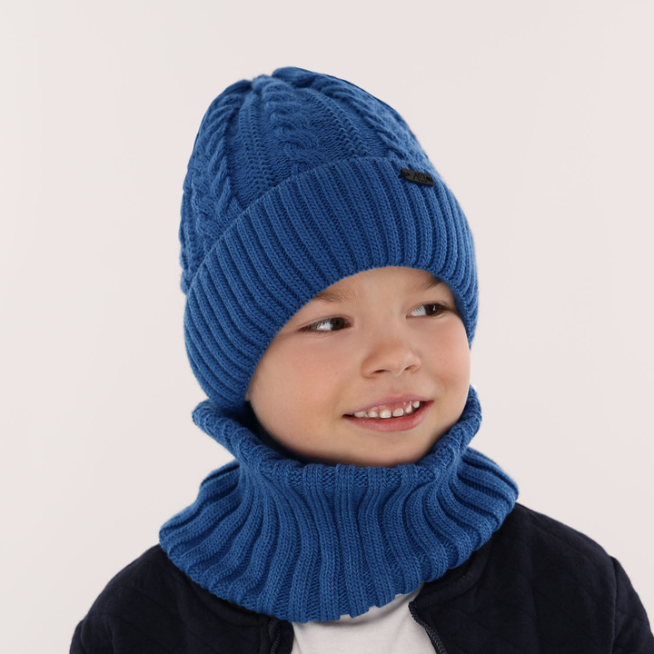 Winterset Jungen: Mütze und Schlauchschal Grau Colins