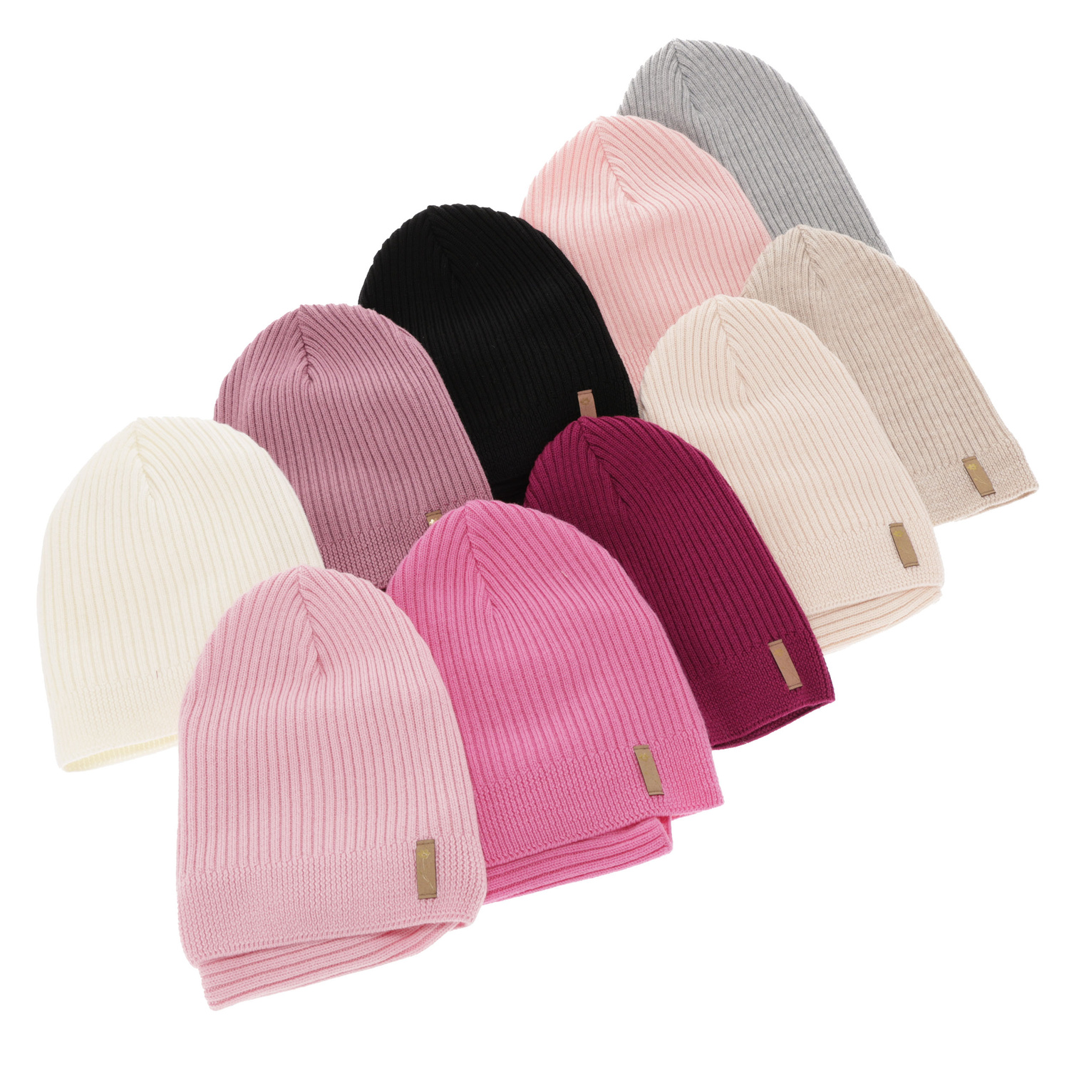 Herbst und Frühlingsset Mädchen: Mütze und Schlauchschal 100% extrafeine Merinowolle Rosa Chelsie