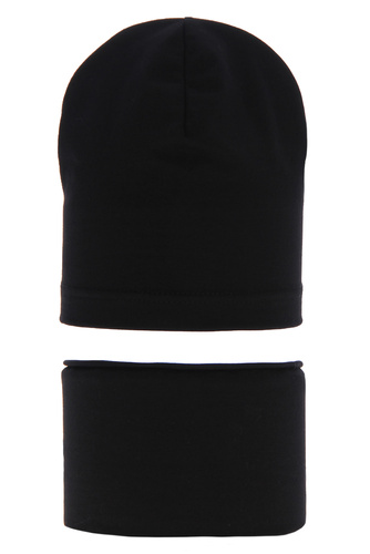 Herbst und Frühlingsset Mädchen: Mütze und Schlauchschal Schwarz Hazelka