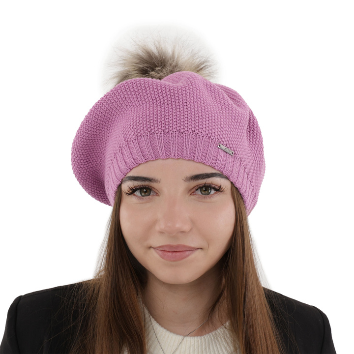 Baskenmütze Winter Damen aus Merinowolle in Violett Bonnie