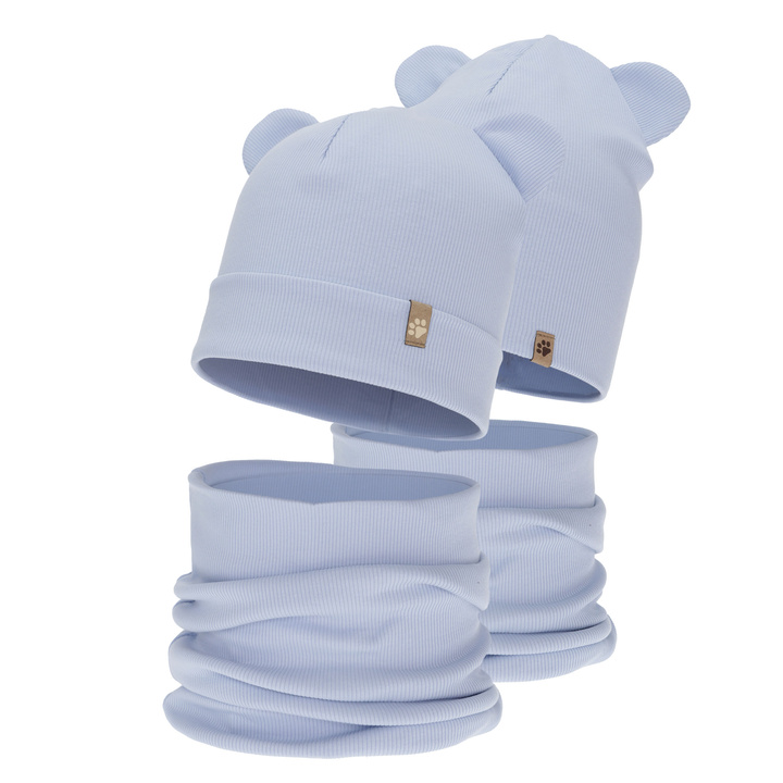 Herbst und Frühlingsset Jungen: Mütze und Schlauchschal, blau, Farim