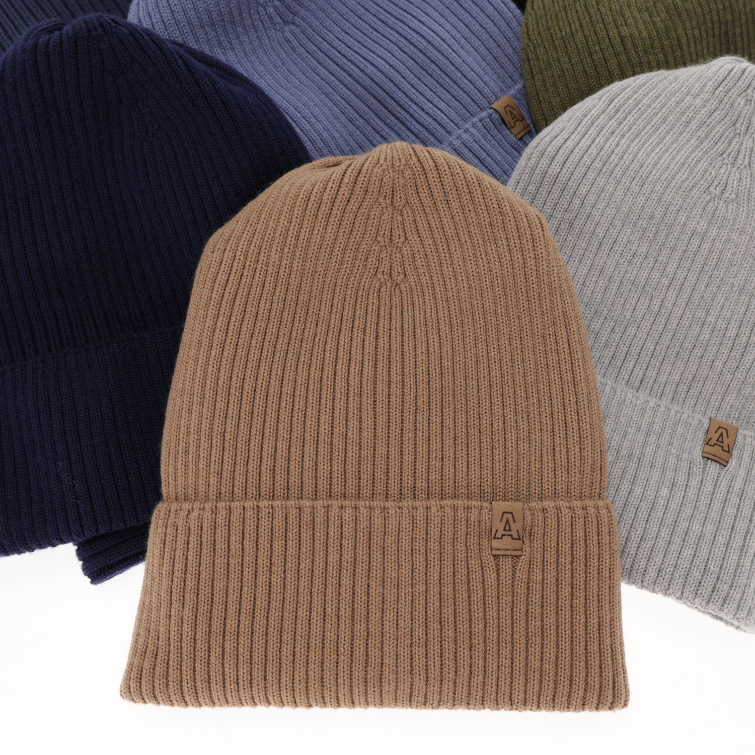 Herbst und Frühlingsset Jungen: Mütze und Schlauchschal 100% extrafeine Merinowolle Braun Lemas