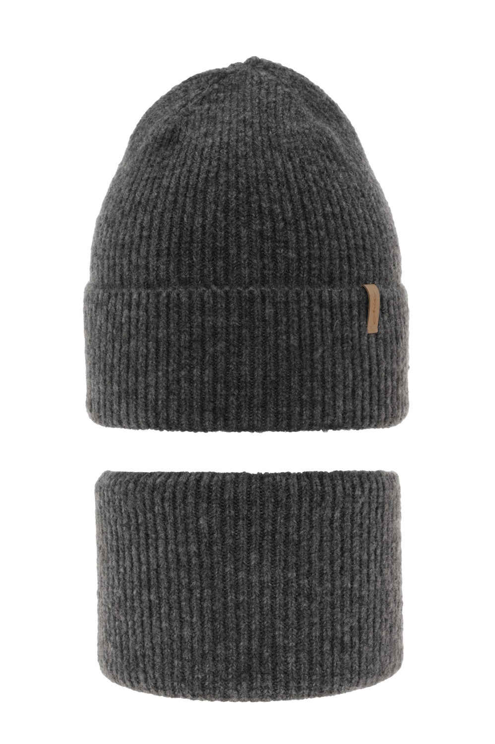 Winterset für Mädchen: Mütze und Schlauchschal in Grau Edila