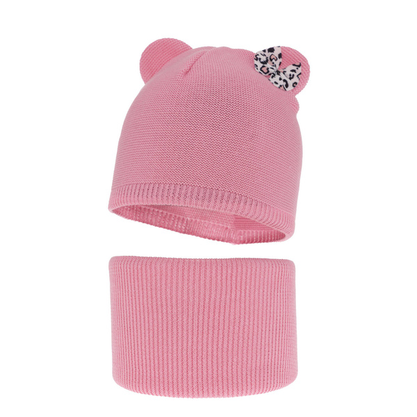 Herbst und Frühlingsset Mädchen: Mütze und Schlauchschal Rosa Nicolette