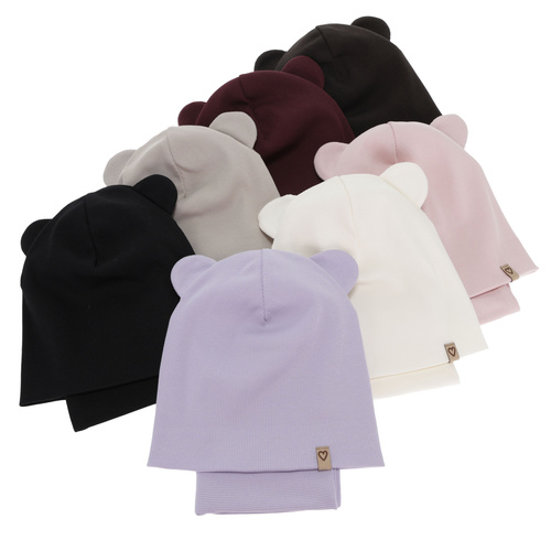 Herbst und Frühlingsset Mädchen: Mütze und Schlauchschal, beige, Baumwolle, Luminia