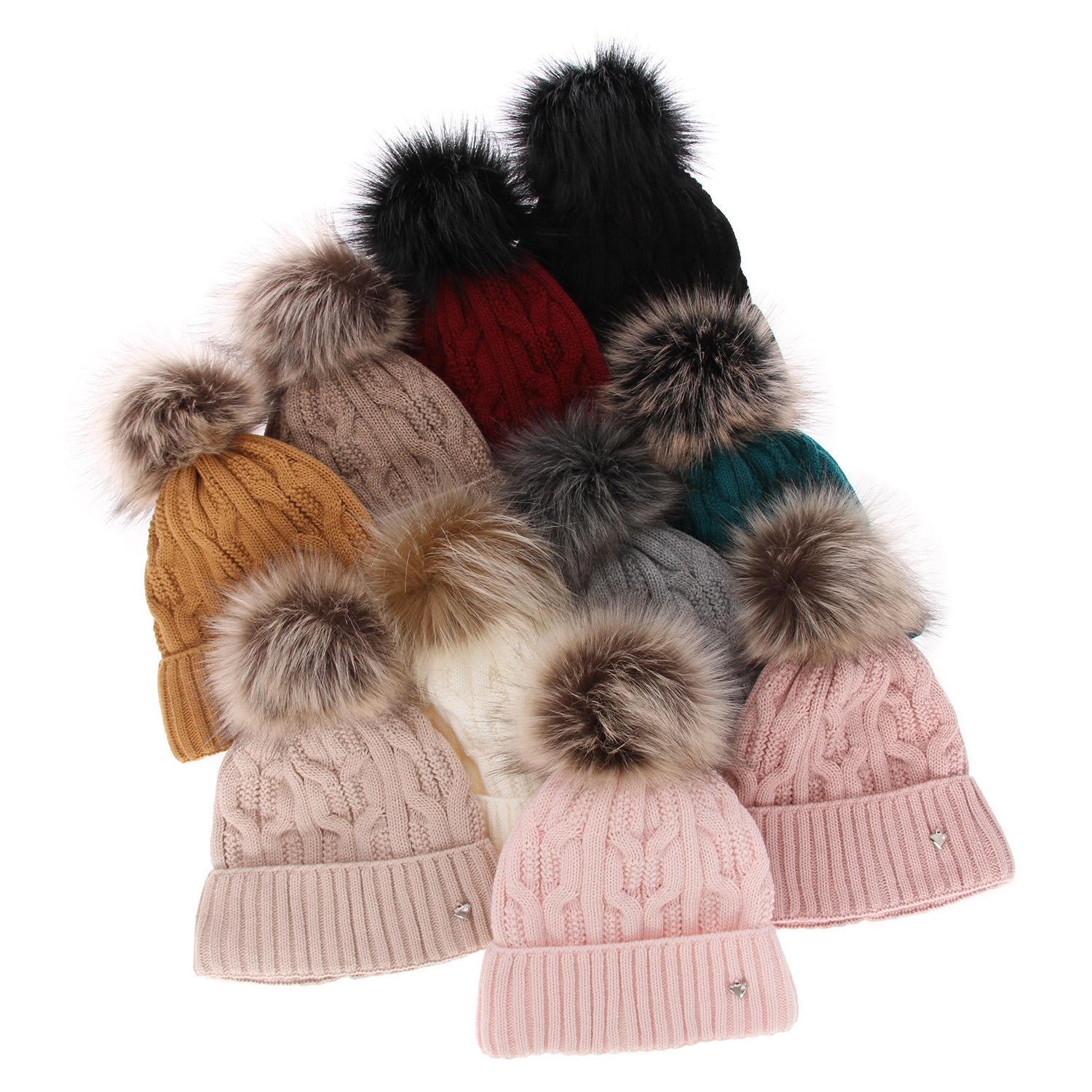 Wintermütze Damen mit Bommel Schwarz Laona